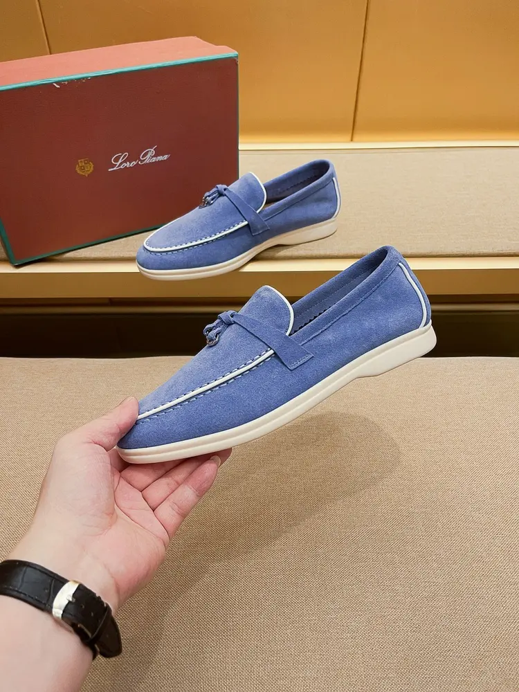 Loro piana moccasins are a classic with a water-repellent suede upper and a rubber sole