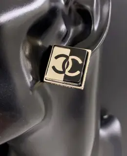 Chanel two-tone resin square cc earrings