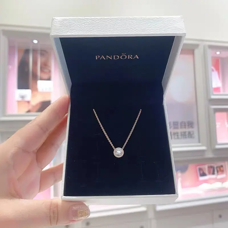 Pandora elegant zircon rose gold necklace for women clavicle necklace for women