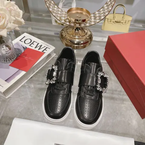Roger Vivier square buckle white shoes