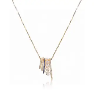 Apm monaco multi-layer diamond pearl necklace