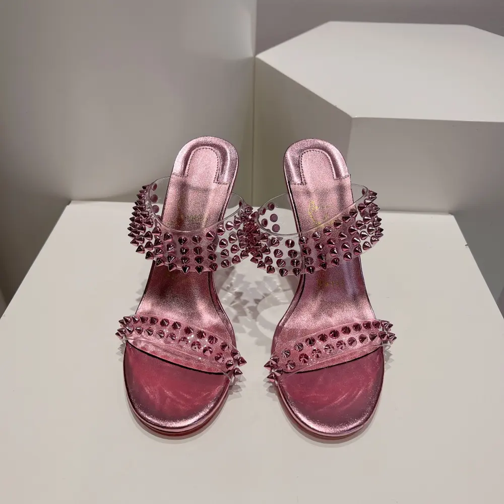 Christian Louboutin two-strap rivet high-heeled sandals