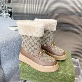 Gucci Merino sheepskin and fur snow boots