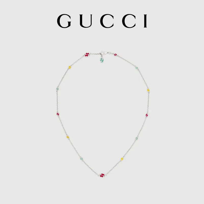New GUCCI Interlocking Double G Colorful Enamel Bracelet Necklace Set Stars Same Style