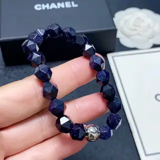 Chanel double C high-end natural starry sky purple sand stone bracelet