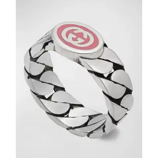 Gucci Interlocking G Enamel Ring for Women and Men Sizes 6-11