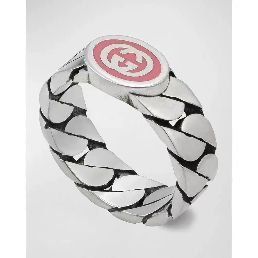 Gucci Interlocking G Enamel Ring for Women and Men Sizes 6-11