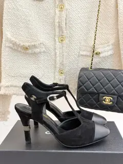 Chanel T-strap double C high-heeled sandals