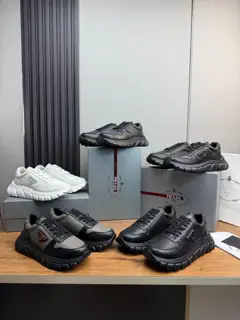 Prada casual sports shoes imported original cowhide stitching imported mesh