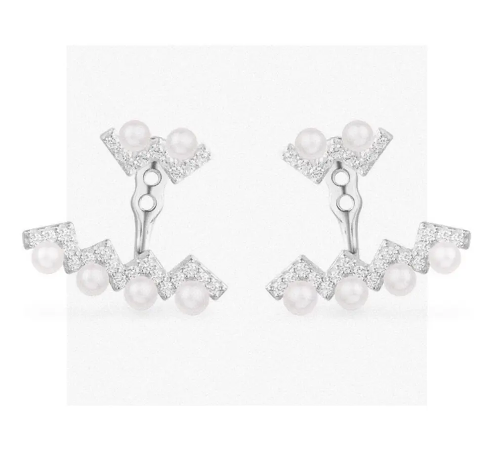 Apm monaco silver-white undulating pearl earrings