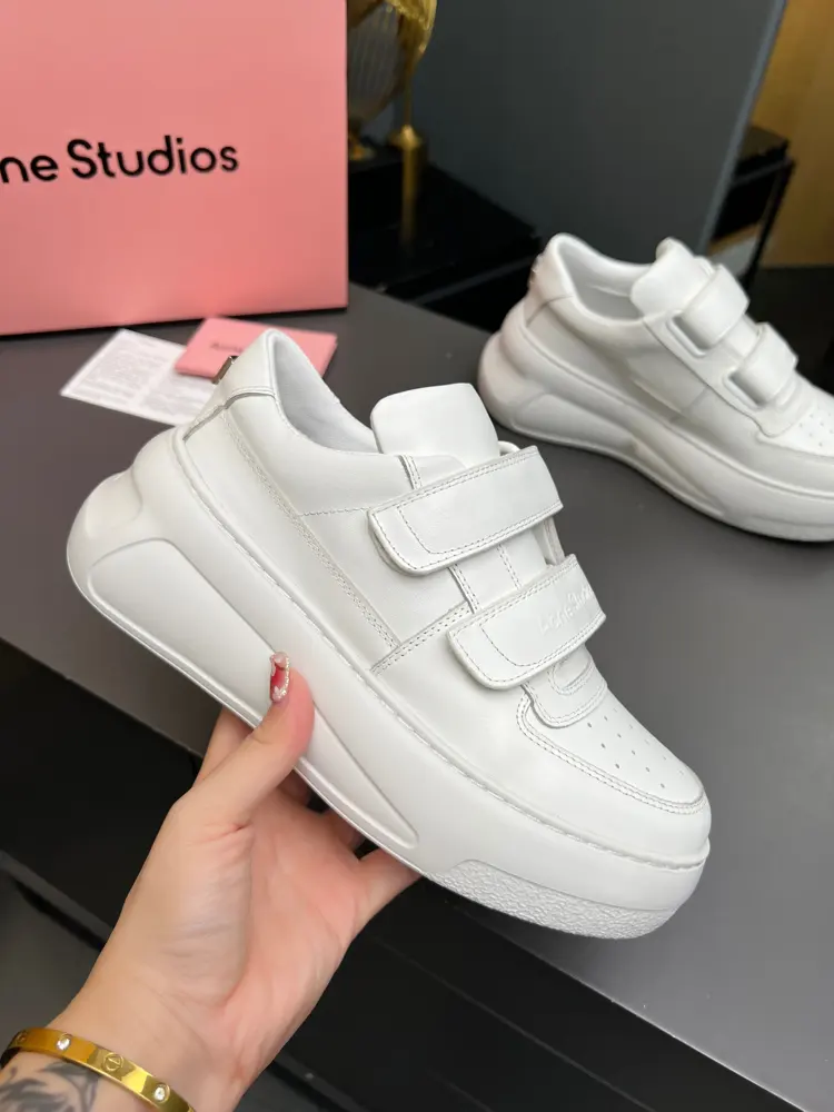 Acne Studios smiley face Velcro white shoes