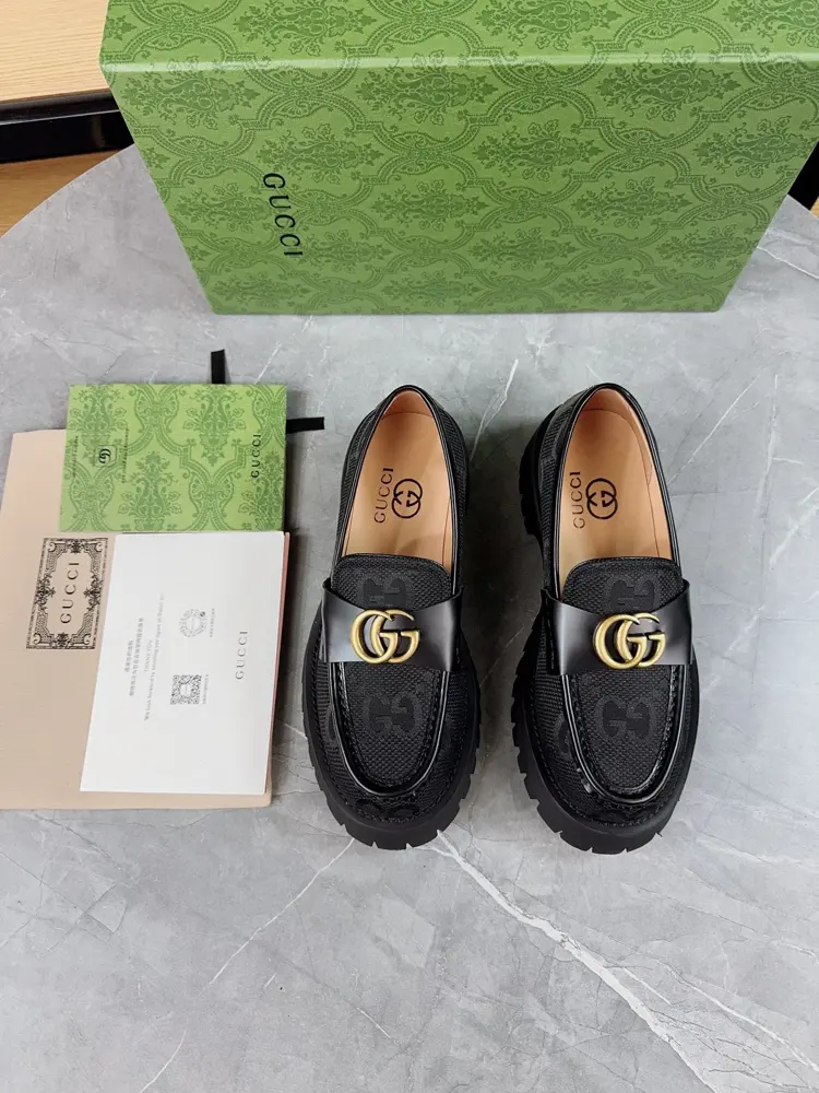 Gucci Double GG Grooved Thick-soled Loafers. Original 1:1 creation. Superb quality