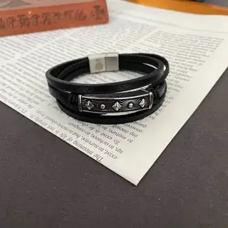 Chrome Hearts laser-engraved leather bracelet