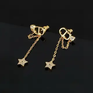 Dior chain star earrings This stylish CD letter is connected to a simple diamond earring