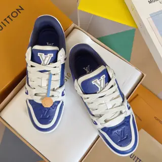 Louis Vuitton Trainer sneakers use grained cowhide leather to interpret the inspiration of