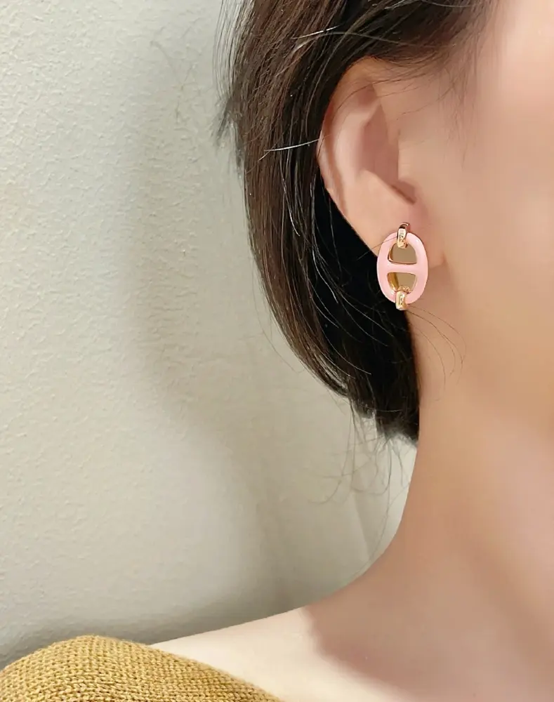 Hermès Mini Maillon orange earrings