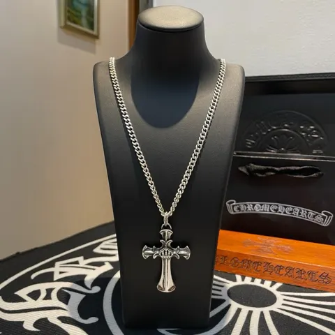 Chrome Hearts classic retro multi-element necklace cross pendant with different concave and