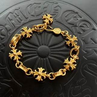 Chrome Hearts Classic Gold Vintage Cross Bracelet
