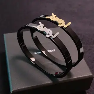 Yves Saint Laurent engraved lettering narrow bracelet