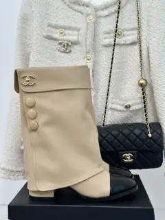 Chanel thick-heeled trouser boots