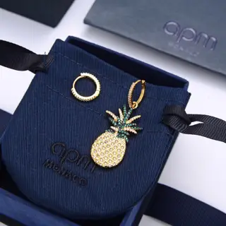 Apm monaco asymmetrical pineapple earrings Made from molds Sweet pineapple