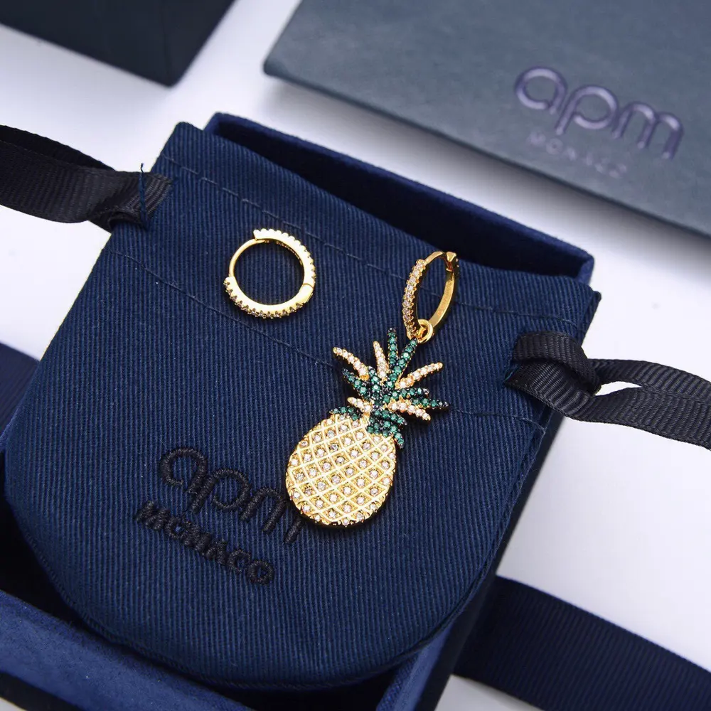 Apm monaco asymmetrical pineapple earrings Made from molds Sweet pineapple
