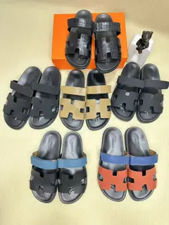 Hermès cowhide H slippers. Paris original flyback mold perfect creation of the highest