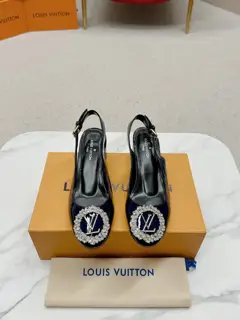 The classic Louis Vuitton stiletto has a smooth calfskin upper with a striking silver metal