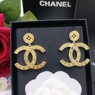 Chanel small button double c earrings