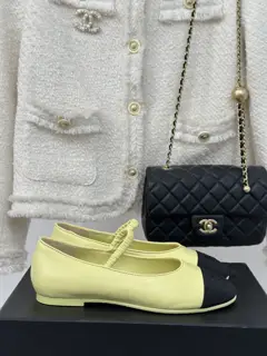 Chanel Double C Colorblock Sock Ballet Mary Jane Shoes
