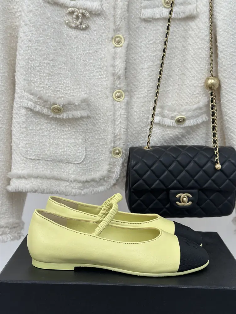 Chanel Double C Colorblock Sock Ballet Mary Jane Shoes