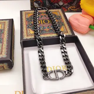 DIOR original new product CD letter collar black necklace high-end quality