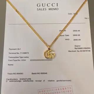 GUCCI GG Running series yellow 18K gold necklace
