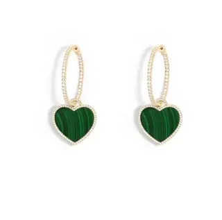 APM Monaco Malachite Heart and Pave Earrings Fashion