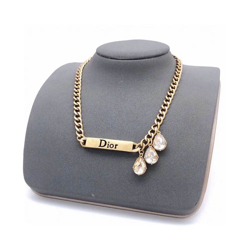 Dior 2022 Early Spring New Product Crystal Drop JADIOR Letter Necklace Selected original
