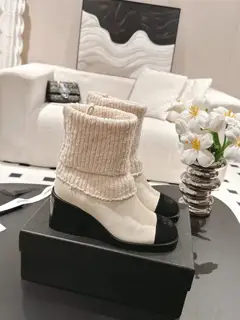 Chanel soft knitted sock boots