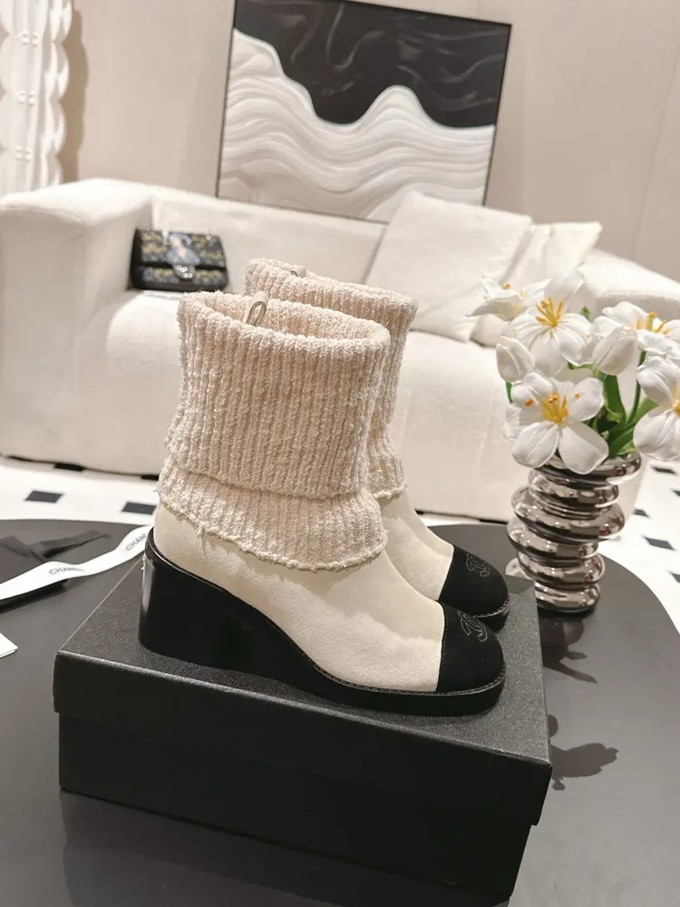 Chanel soft knitted sock boots