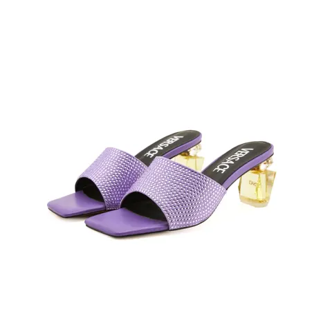 Versace new crystal heel rhinestone slippers