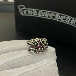Chrome Hearts Classic Vintage Cross Purple Diamond Ring
