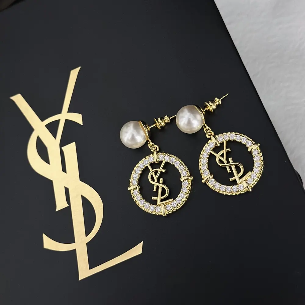 Yves Saint Laurent pearl hoop earrings