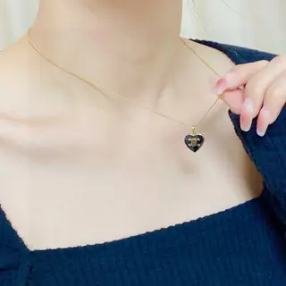 Celine Arc de Triomphe pendant black heart necklace