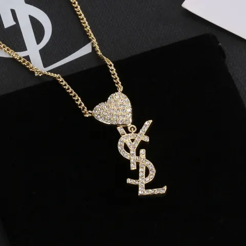 Yves Saint Laurent letter full diamond necklace