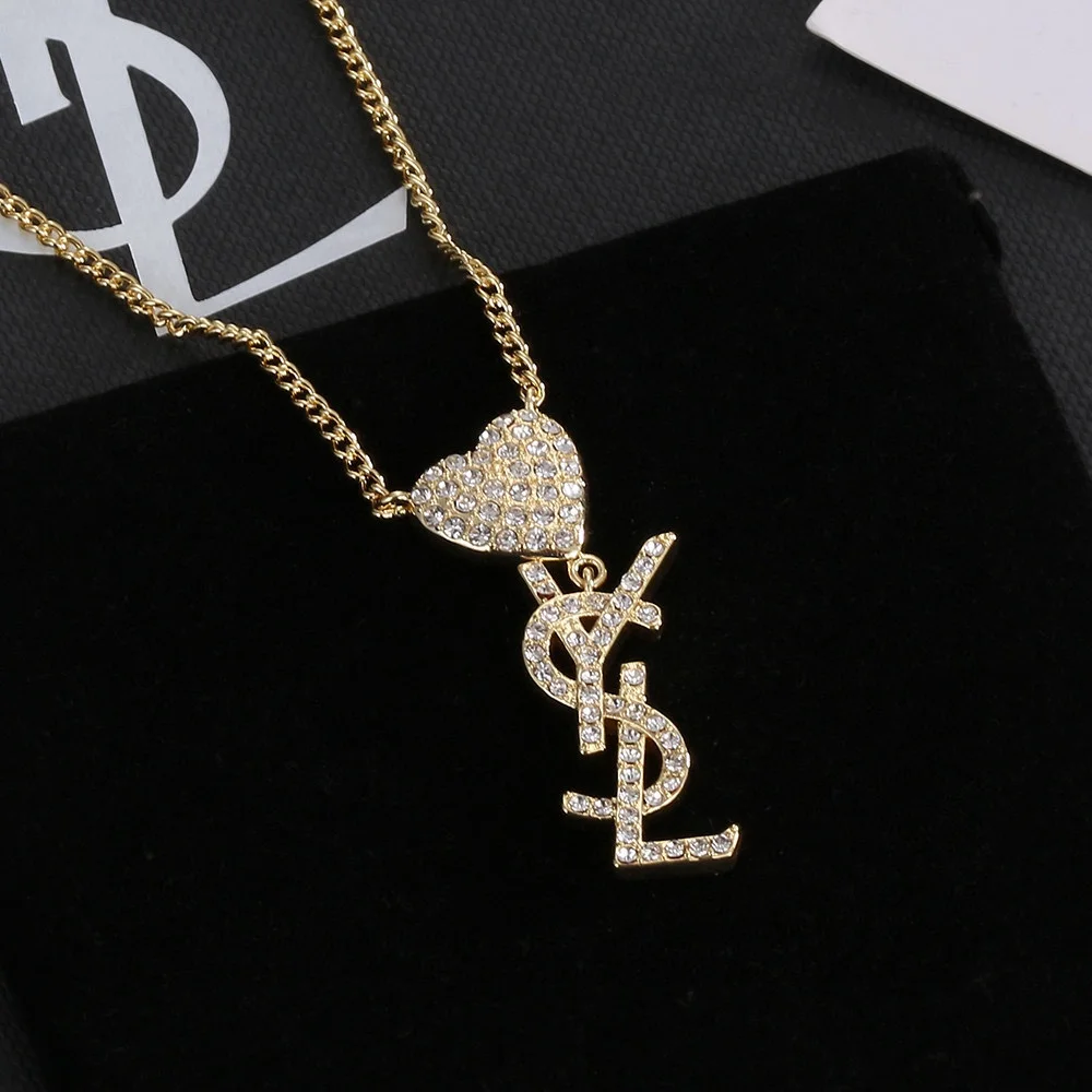 Yves Saint Laurent letter full diamond necklace