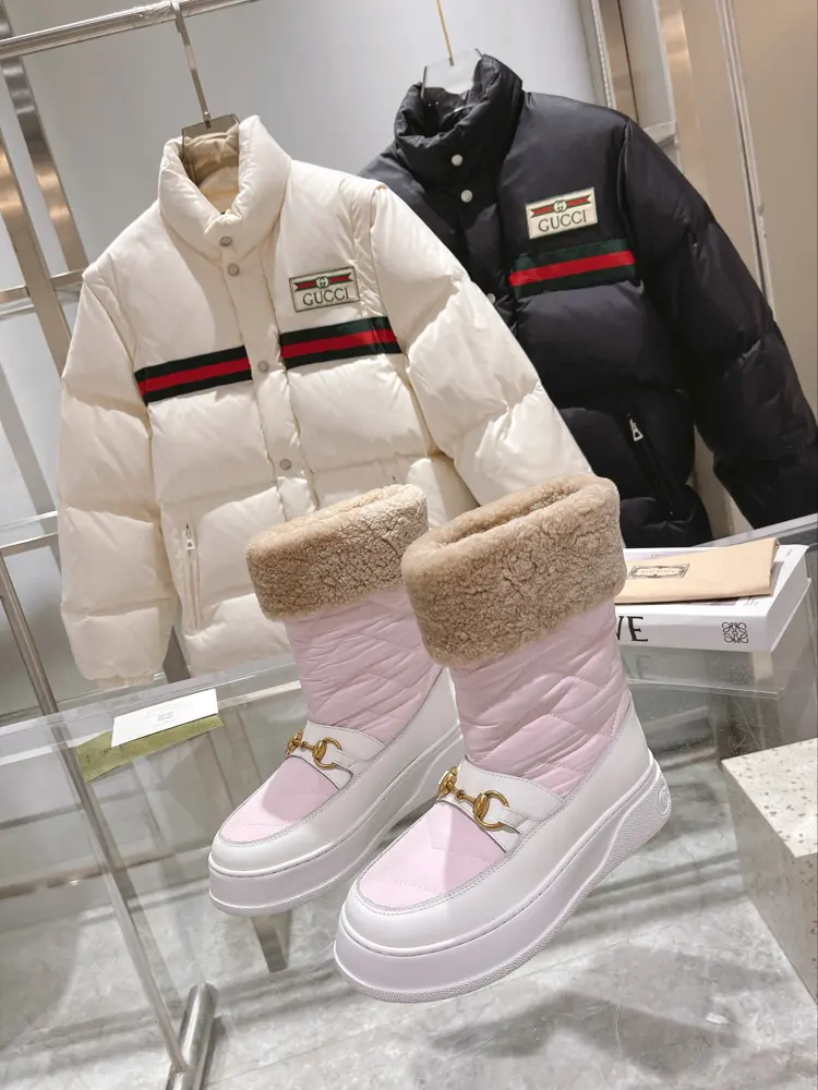 Gucci Merino sheepskin and fur snow boots