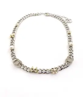 Chanel two-tone bow chain necklace