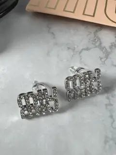 miumiu full diamond letter earrings