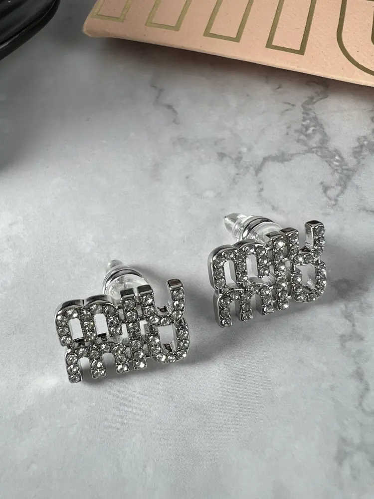 miumiu full diamond letter earrings