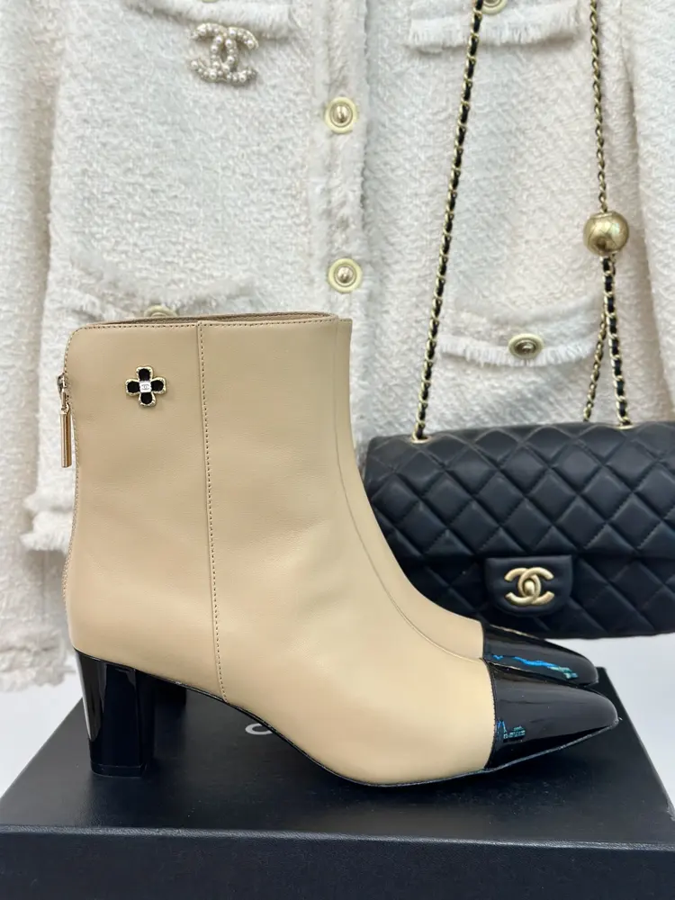Chanel Double C colorblocked short boots