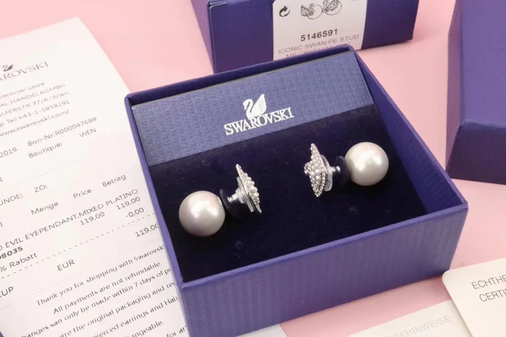 Swarovski Pearl Swan Earrings