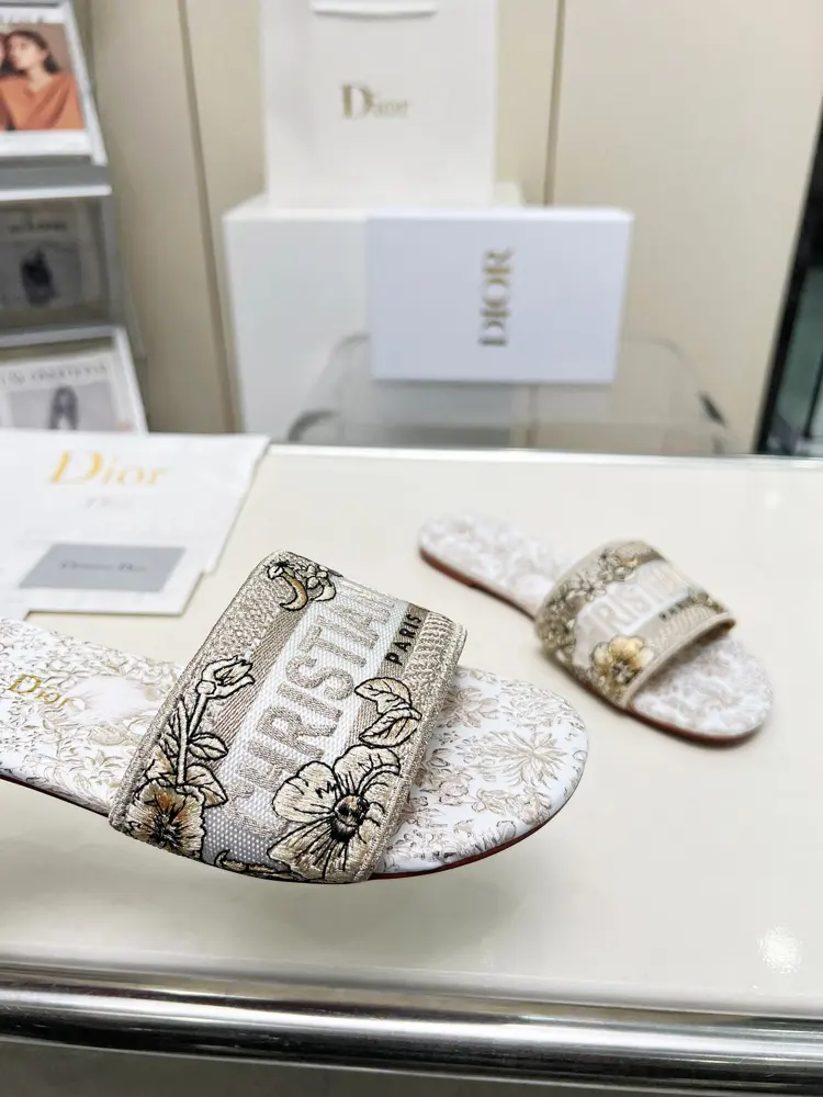 Dior leather slippers with monogram embroidery